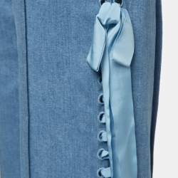 Fendi Blue Denim Lace-Up Detail Cropped Trousers M