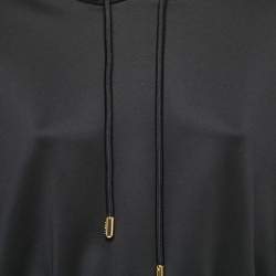 Pre Owned Fendi Black Jersey Logo Band Detail Cropped Hoodie M