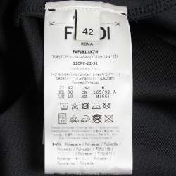 Pre Owned Fendi Black Jersey Logo Band Detail Cropped Hoodie M