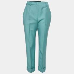 Fendi Aqua Green Wool Tapered Trousers S