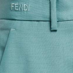 Fendi Aqua Green Wool Tapered Trousers S