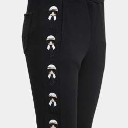Fendi Black Cotton Karlito Stripe Detail Joggers M
