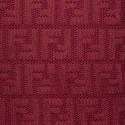 Pre Owned Fendi Burgundy FF Intarsia Knit Midi Dress M