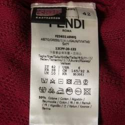 Pre Owned Fendi Burgundy FF Intarsia Knit Midi Dress M
