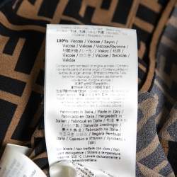 Pre Owned Fendi Brown Zucca Monogram Silk Button Front Shirt S