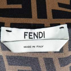 Pre Owned Fendi Brown Zucca Monogram Silk Button Front Shirt S