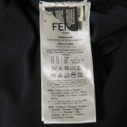 Pre Owned Fendi Black Cotton Logo Embellished Crewneck T-Shirt M