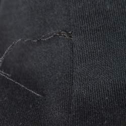 Pre Owned Fendi Black Cotton Logo Embellished Crewneck T-Shirt M