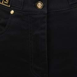 Pre Owned Fendi Black Cotton High Waisted Mini Skirt S