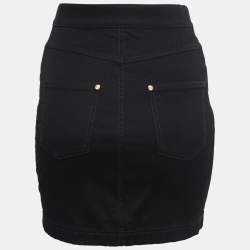 Pre Owned Fendi Black Cotton High Waisted Mini Skirt S