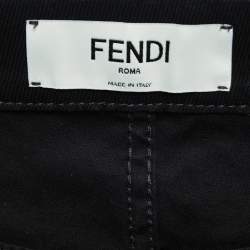 Pre Owned Fendi Black Cotton High Waisted Mini Skirt S