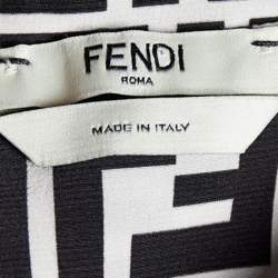 Fendi Monochrome Zucca Monogram Silk Belted Jumpsuit S
