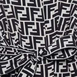 Fendi Monochrome Zucca Monogram Silk Belted Jumpsuit S