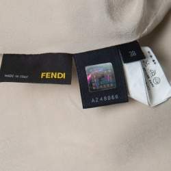 Pre Owned Fendi Vintage Metallic Jacquard Zucca Monogram Zip-Up Jacket S