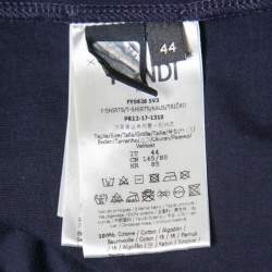 Pre Owned Fendi Navy Blue Monster Eye Embellished Cotton Knit T-Shirt M