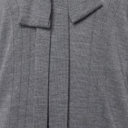 Pre Owned Fendi Grey Wool Neck Tie Detail Pullover L