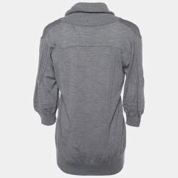 Pre Owned Fendi Grey Wool Neck Tie Detail Pullover L