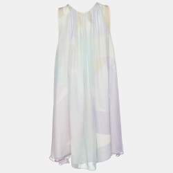 مملوكة مسبقًا Fendi Multicolour Pastel Silk Chiffon Shift Dress L