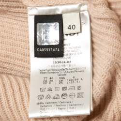 Pre Owned Fendi Beige Cashmere Pointelle Stitch Turtle Neck Rib Sweater S