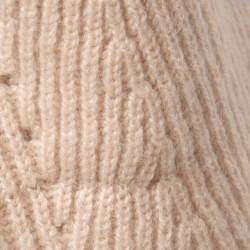 Pre Owned Fendi Beige Cashmere Pointelle Stitch Turtle Neck Rib Sweater S