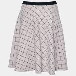 Pre Owned Fendi Pink Square Patterned Knit Skater Mini Skirt M