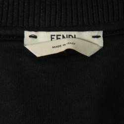 Fendi Black Cotton Logo Band Detail Zip-Up Jacket L