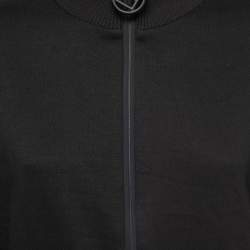 Fendi Black Cotton Logo Band Detail Zip-Up Jacket L