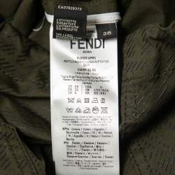 Pre Owned Fendi Green FF Fish Eye Motif Cotton Hooded Dress XS