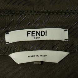 Pre Owned Fendi Green FF Fish Eye Motif Cotton Hooded Dress XS