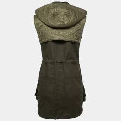 Pre Owned Fendi Green FF Fish Eye Motif Cotton Hooded Dress XS