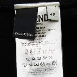 Pre Owned Fendi Black Jersey Logo Pattern Printed Leggings L