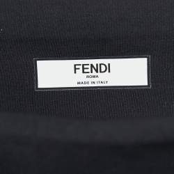 Pre Owned Fendi Black Jersey Logo Pattern Printed Leggings L