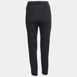 Pre Owned Fendi Black Jersey Logo Pattern Printed Leggings L