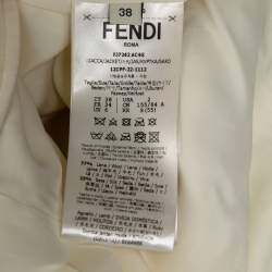 Pre Owned Fendi Cream Wool & Silk Belted Leather Pocket Jacket S