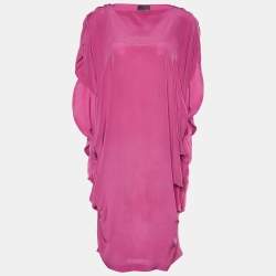 Pre Owned Fendi Pink Silk Pleated Tunic L