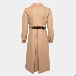 Fendi Brown Camel Hair & Wool Embroidered Coat S