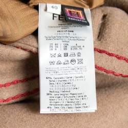 Fendi Brown Camel Hair & Wool Embroidered Coat S