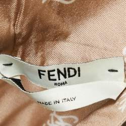 Pre Owned Fendi Beige Calligraphy Print Belted Collar Detail Blouse S