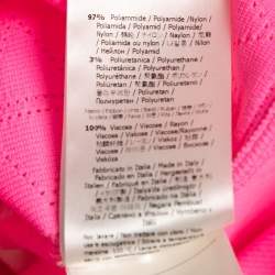 Fendi Neon Pink Striped Knit Ribbon Detail Jumper M