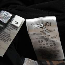 Pre Owned Fendi Brown Zucca Monogram Mesh Midi Dress S