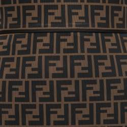 Pre Owned Fendi Brown Zucca Monogram Mesh Midi Dress S