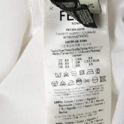 Pre Owned Fendi White Cotton Logo Embroidered Short Sleeve T-Shirt XS