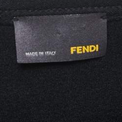 Pre Owned Fendi Black Wool Ruffle Detailed Short Dress M