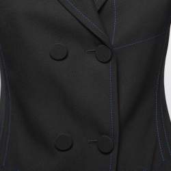 Fendi Black Wool Blend Fur Cuff Detail Tailored Blazer S