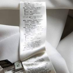 Fendi White Jersey Zucca Motif Stripe Detail Midi Pencil Skirt M