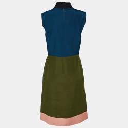 Fendi Color Block Silk Blend Sleeveless Dress M