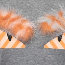 Pre Owned Fendi Grey Cotton Monster Eyes Crewneck T-Shirt S