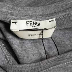 Pre Owned Fendi Grey Cotton Monster Eyes Crewneck T-Shirt S