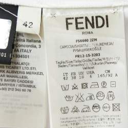 Pre Owned توب فندي واسع تفاصيل حافة دانتيل قطن أبيض مقاس متوسط