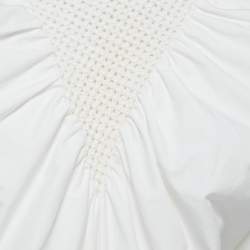 Pre Owned توب فندي واسع تفاصيل حافة دانتيل قطن أبيض مقاس متوسط